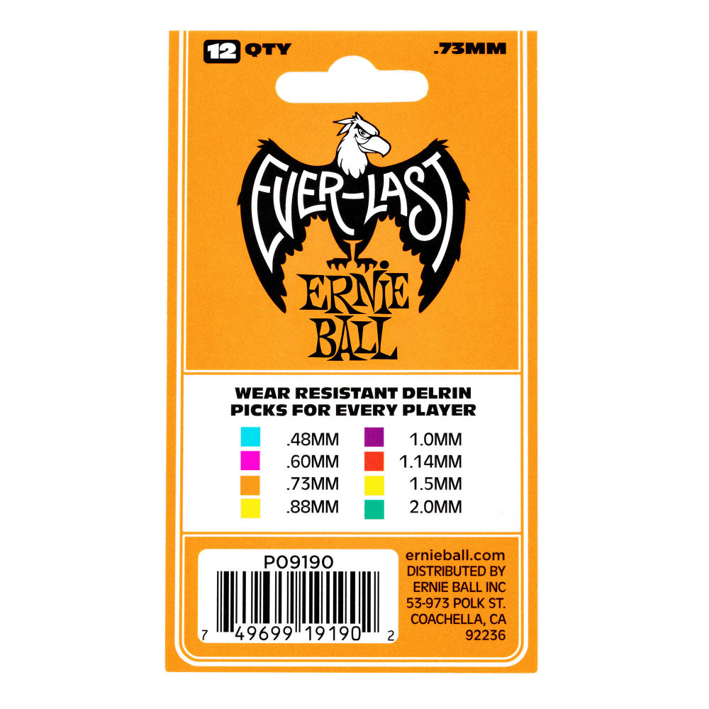 Ernie Ball Everlast Picks - 0.73mm Orange - 12 Pack-accessories-Ernie Ball-Hermes Music
